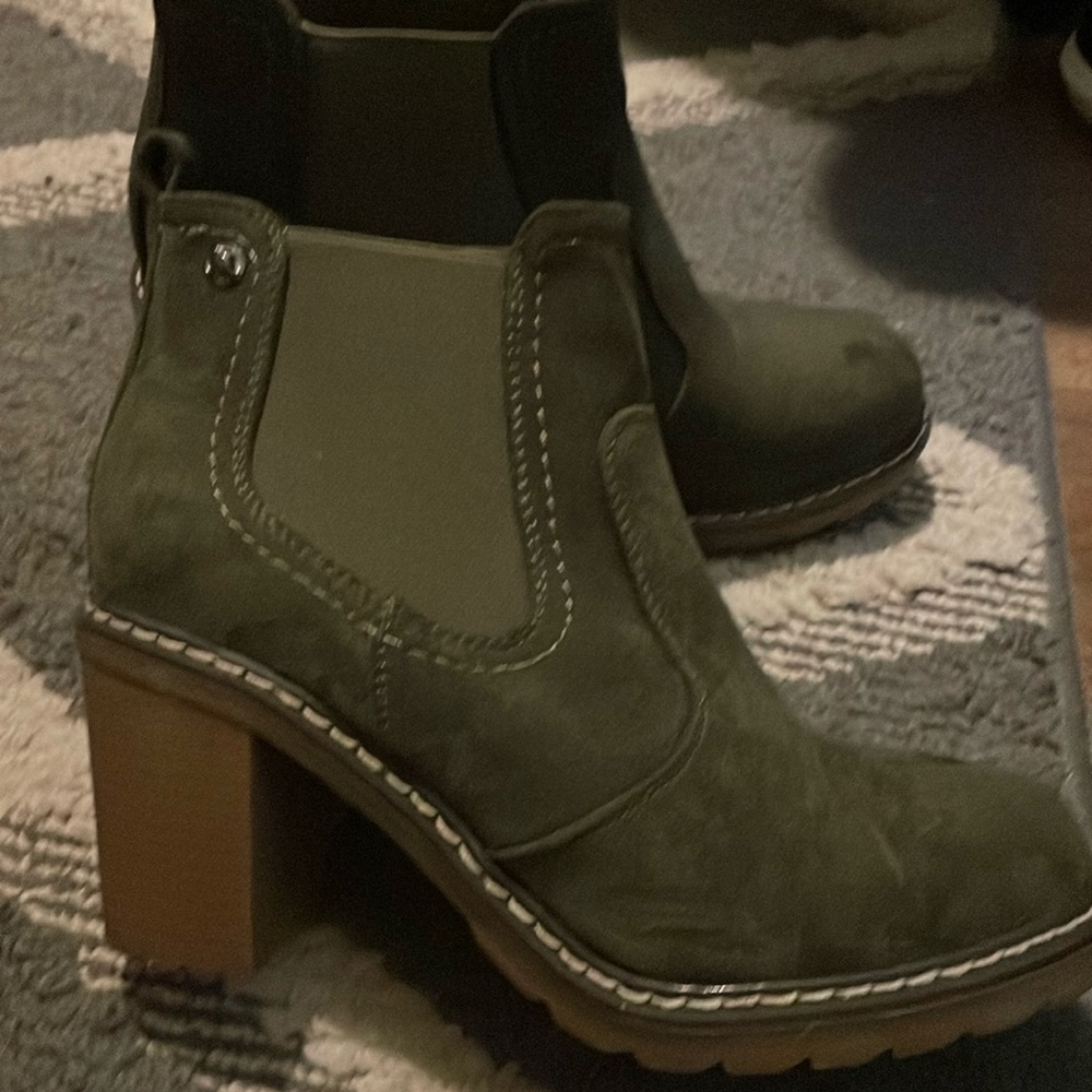 Olive green corky booties